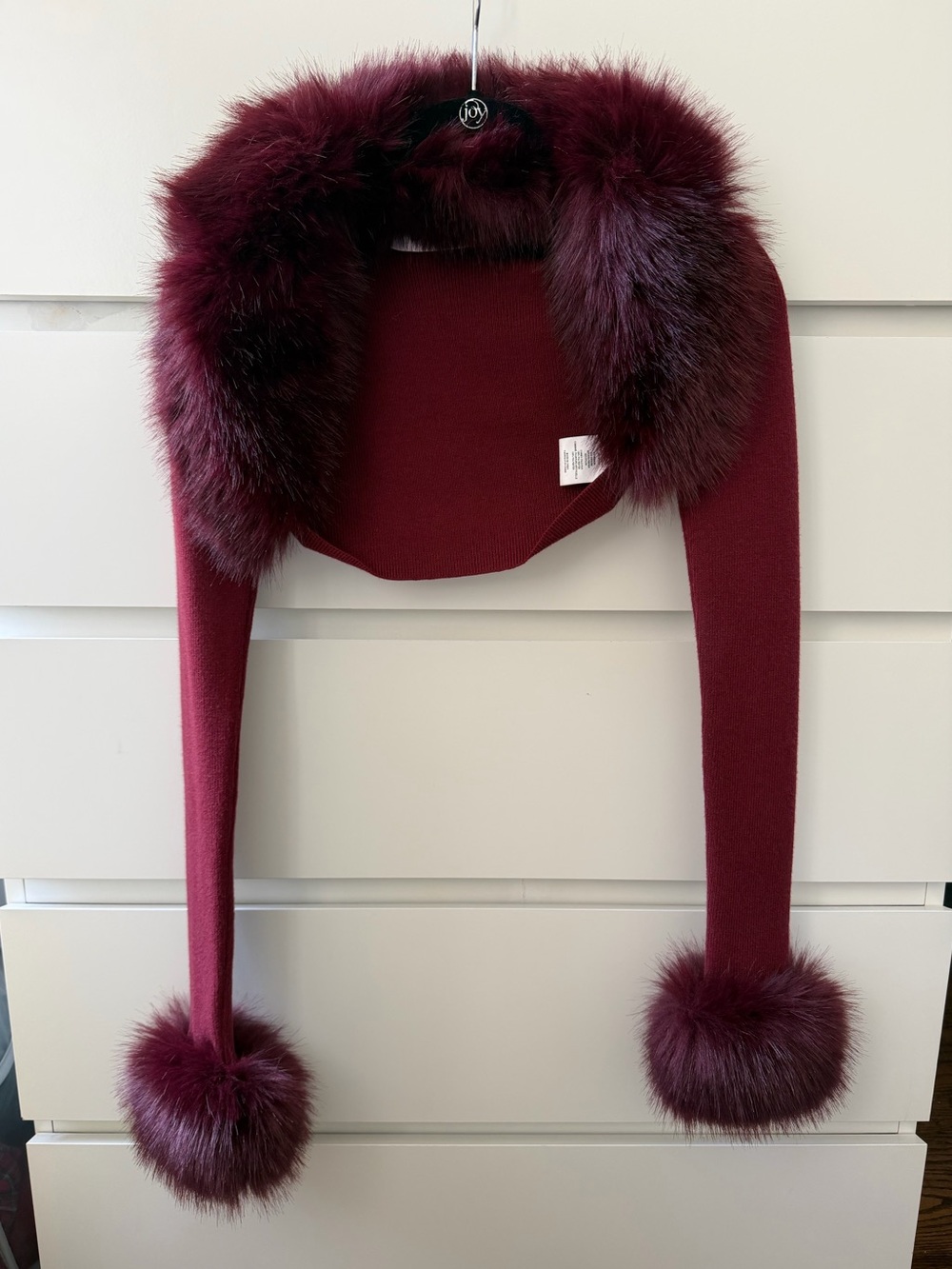 Guizio Burgundy Faux Fur Bolero